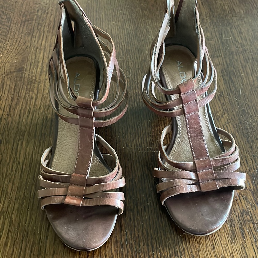 Aldo all lleather wedge sandals